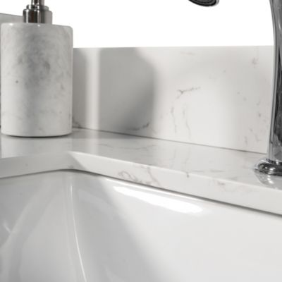 43 X 22 Bathroom Stone Vanity Top Engineered Stone Carrara Marble With Rectangle
