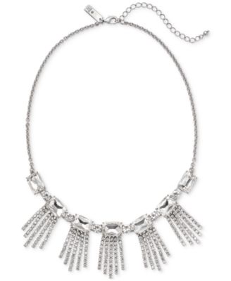 I.N.C. International Concepts - Silver-Tone Crystal Shaky Frontal Necklace, 17" + 3" extender