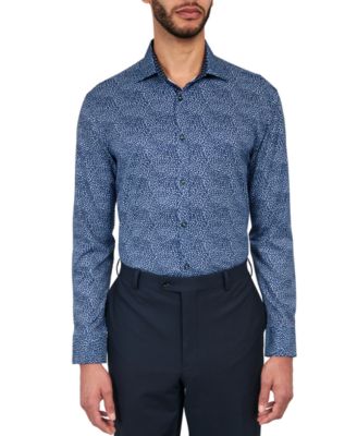 Society of Threads - Men's Regular-Fit Geo-Print Performance Dress Shirt
