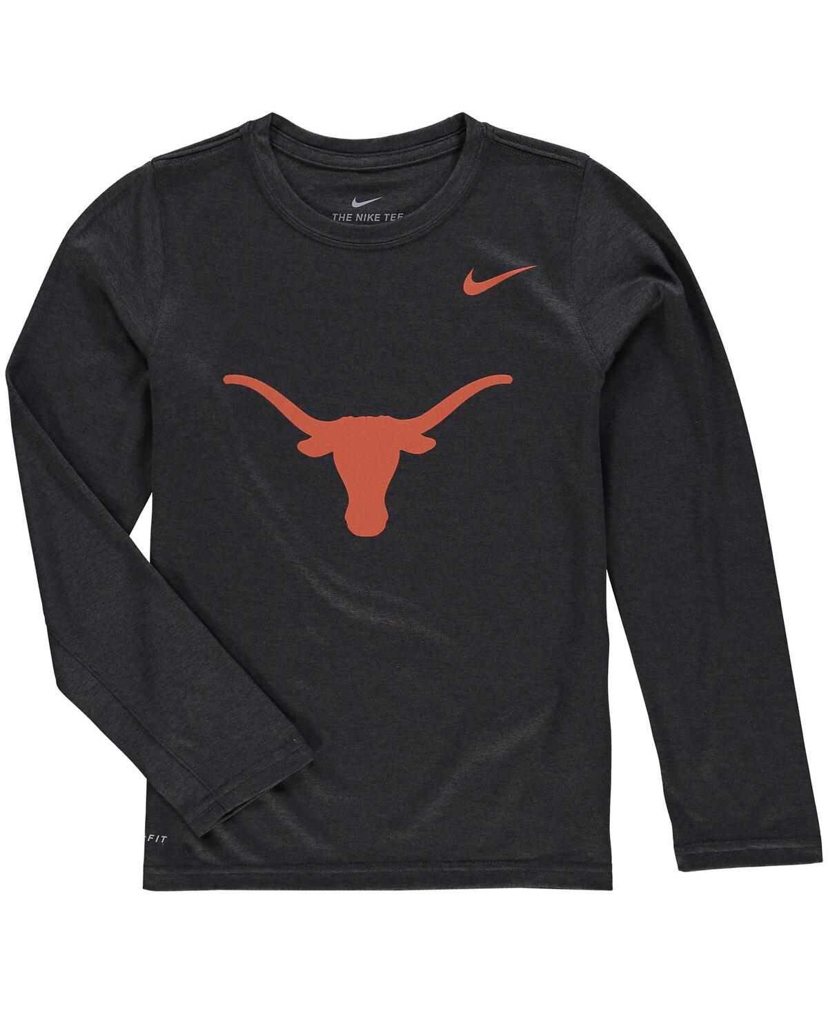 Shop Nike Big Boys  Heathered Gray Texas Longhorns Legend Logo Long Sleeve Performance T-shirt