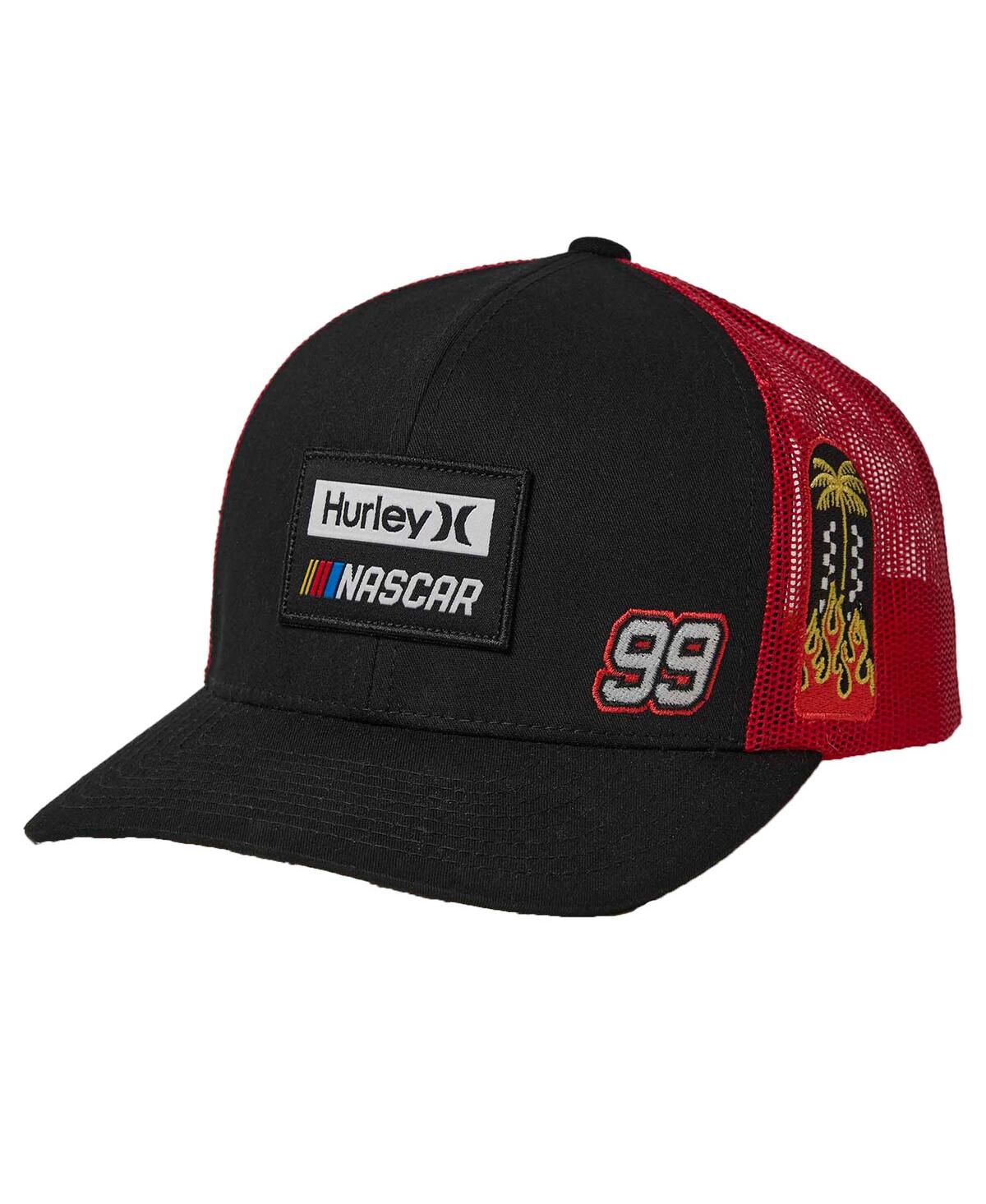 HURLEY MEN'S HURLEY BLACK, RED NASCAR TRUCKER SNAPBACK HAT