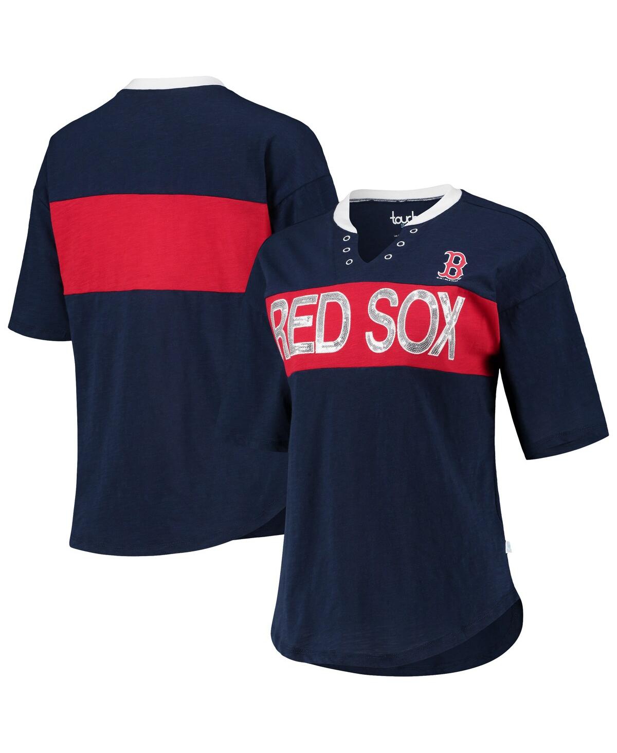 Shop Touché Women's Touch Navy, Red Boston Red Sox Lead Off Notch Neck T-shirt In Navy,red