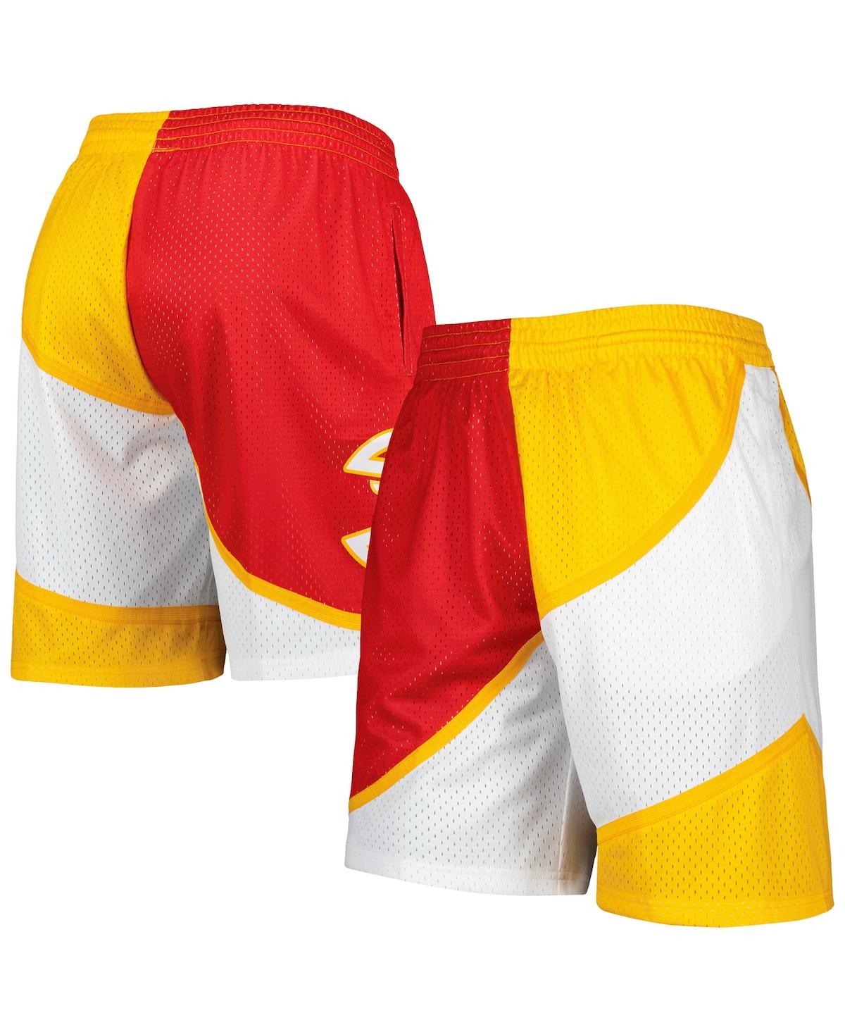 Men's Mitchell & Ness Red, Yellow Atlanta Hawks Hardwood Classics 1986 Split Swingman Shorts - Red, Yellow