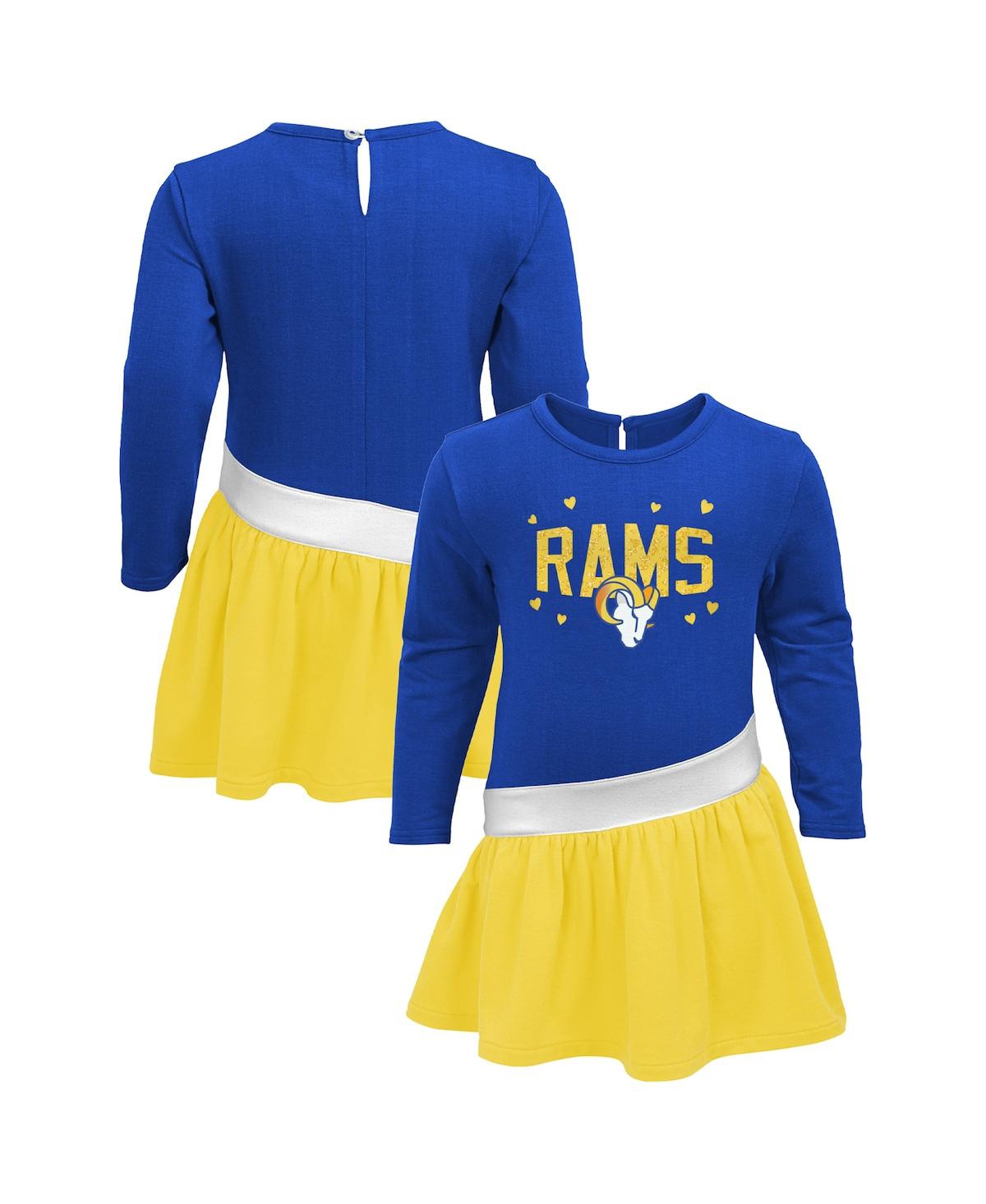 Shop Outerstuff Girls Infant Royal, Gold Los Angeles Rams Heart To Heart Jersey Dress In Royal,gold