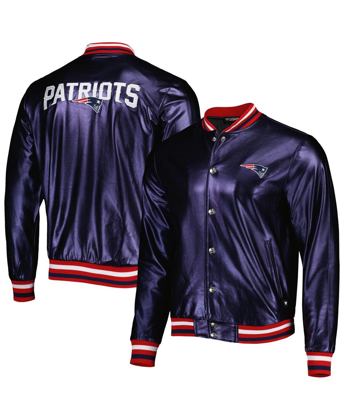 Shop The Wild Collective Men's  Navy New England Patriots Metallic Bomber Full-snap Jacket