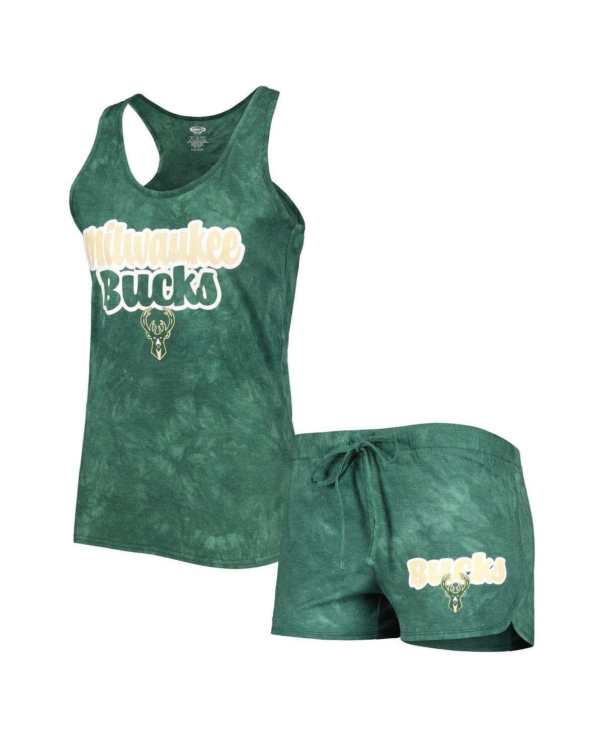 Shop Concepts Sport Women's  Hunter Green Milwaukee Bucks Billboard Tank Top And Shorts Sleep Set