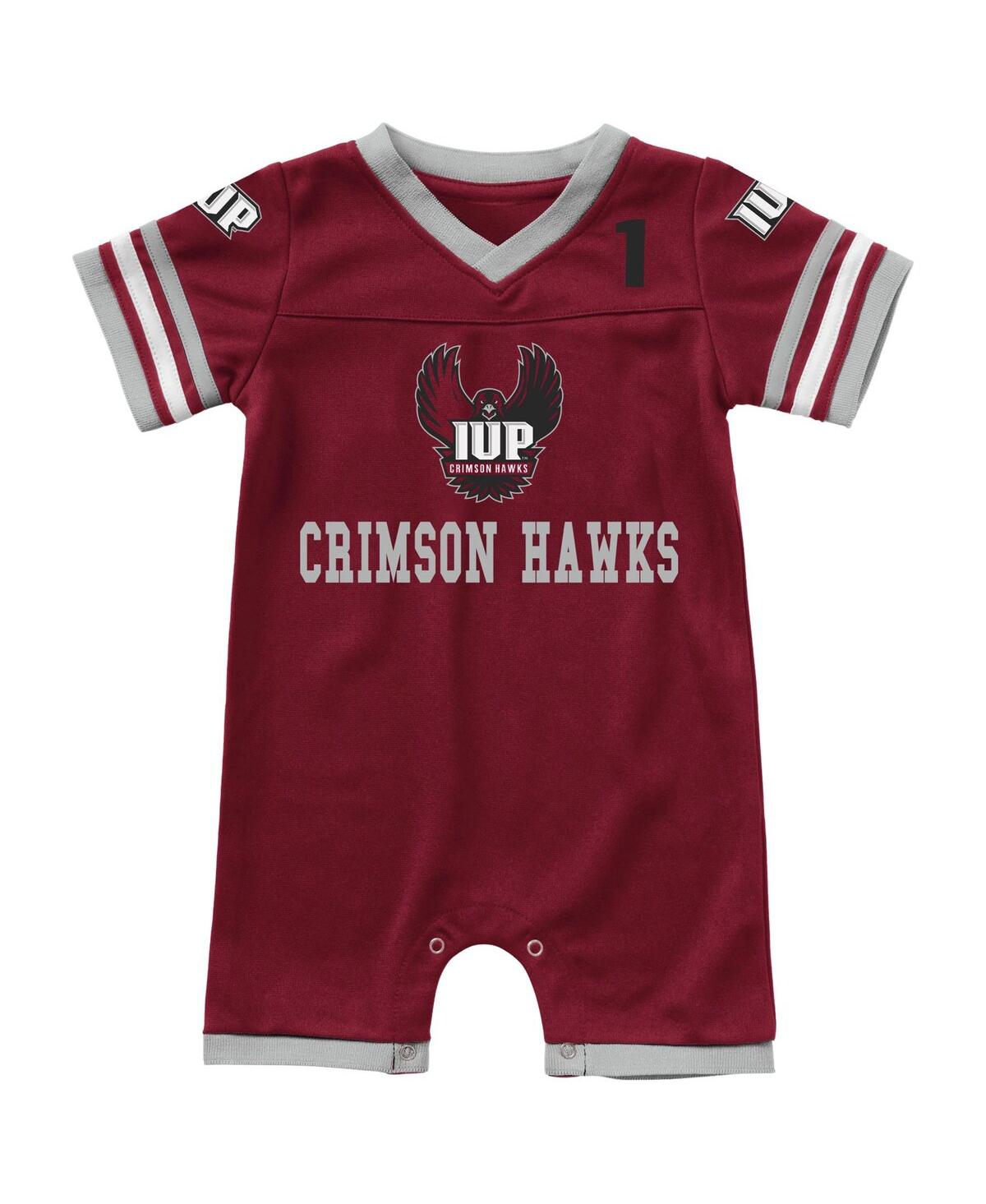 Shop Colosseum Newborn And Infant Boys And Girls  Crimson Indiana Hoosiers Bumpo Football Logo Romper