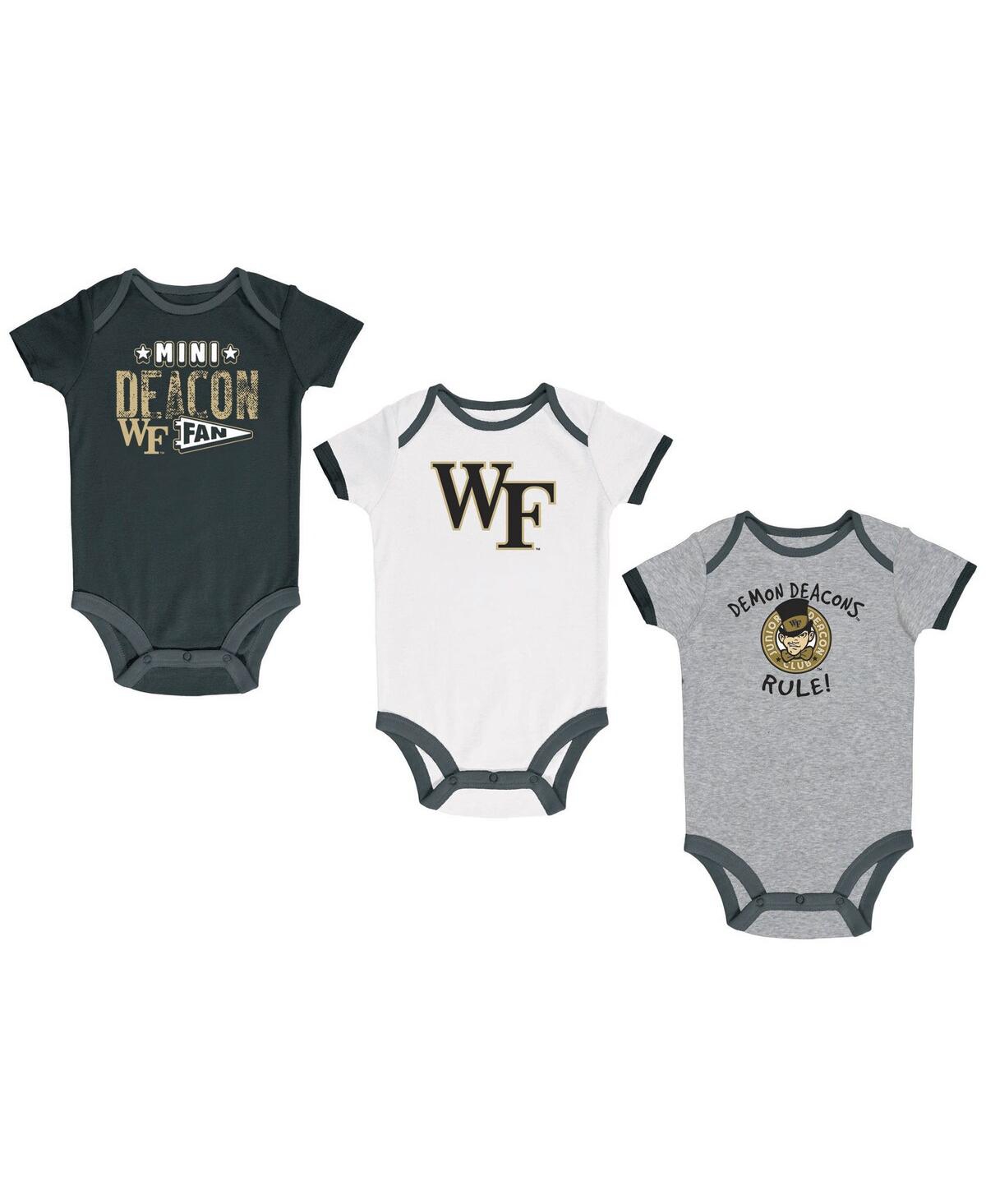 CHAMPION NEWBORN AND INFANT BOYS AND GIRLS CHAMPION BLACK, HEATHER GRAY, WHITE WAKE FOREST DEMON DEACONS THRE