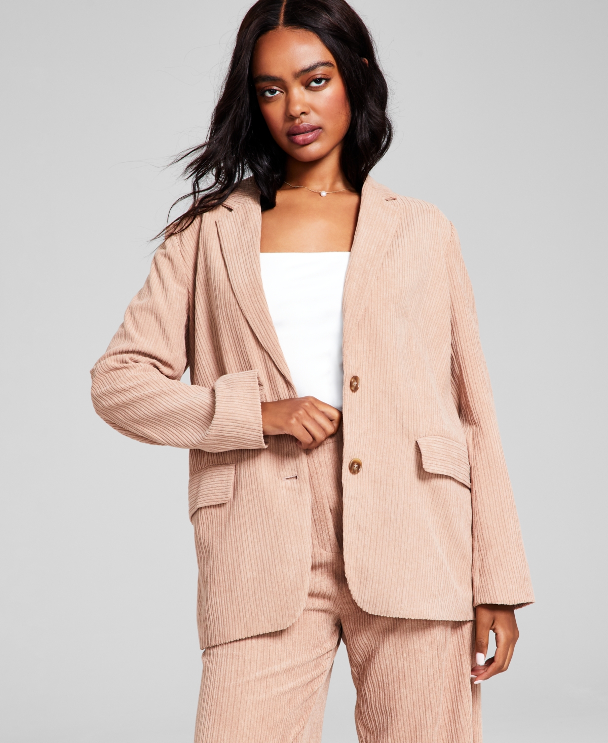And Now This Women s Corduroy Blazer Bone Smart Closet