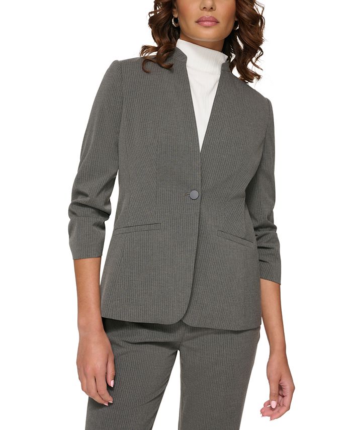 Petite collarless blazer hotsell