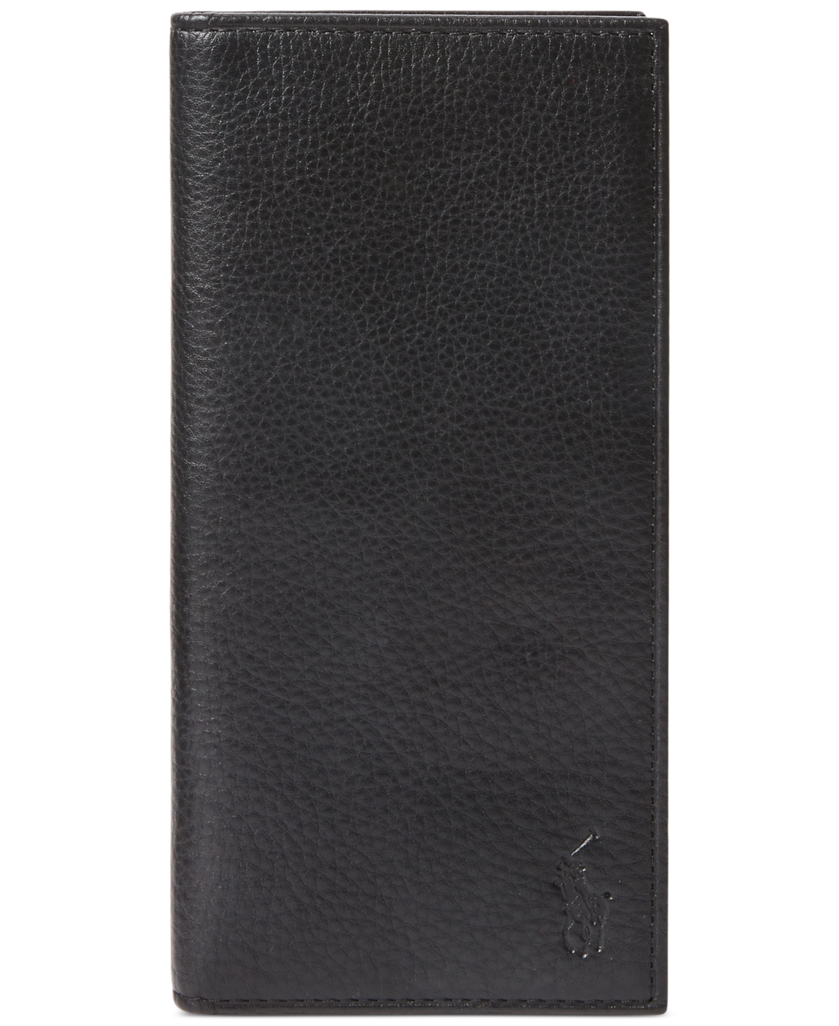 Men's Pebbled Leather Narrow Wallet - Black