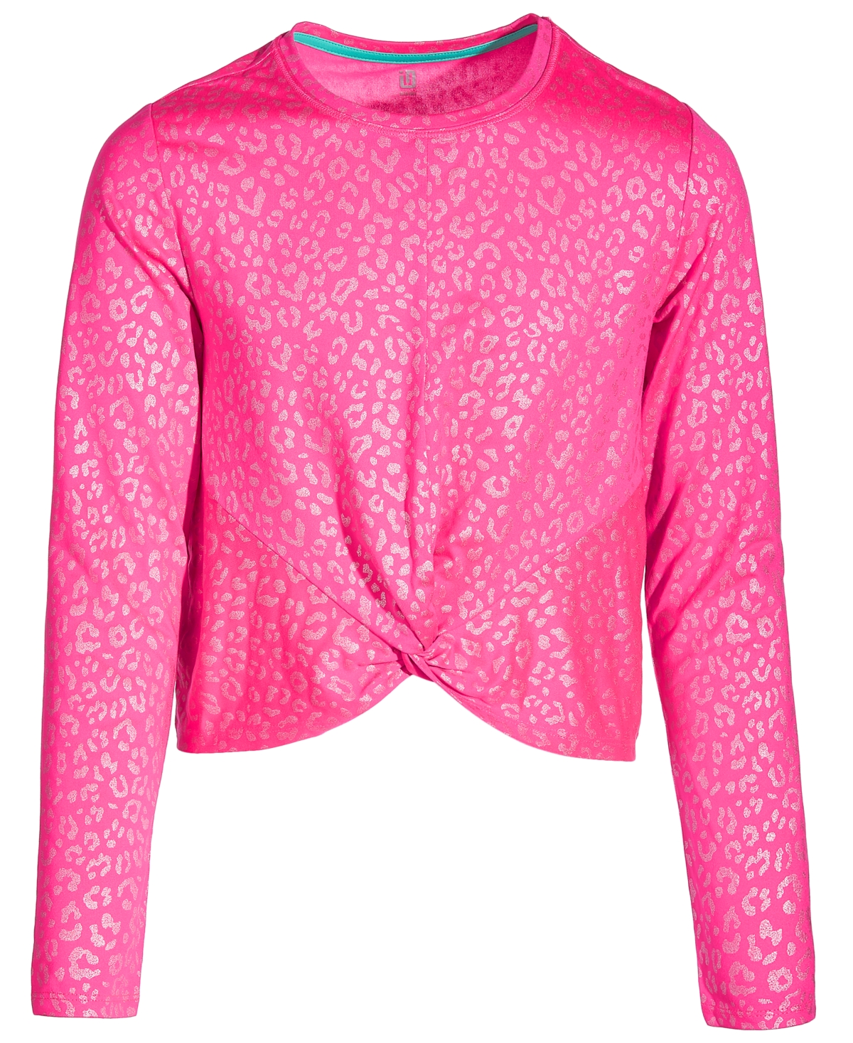 Id Ideology Kids' Big Girls Leopard-print Twist Long-sleeve T-shirt, Created For Macy's In Molten Pink Fol