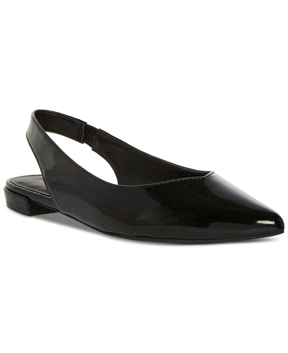 Madden Girl Deviin Pointed-toe Slingback Flats In Black Patent