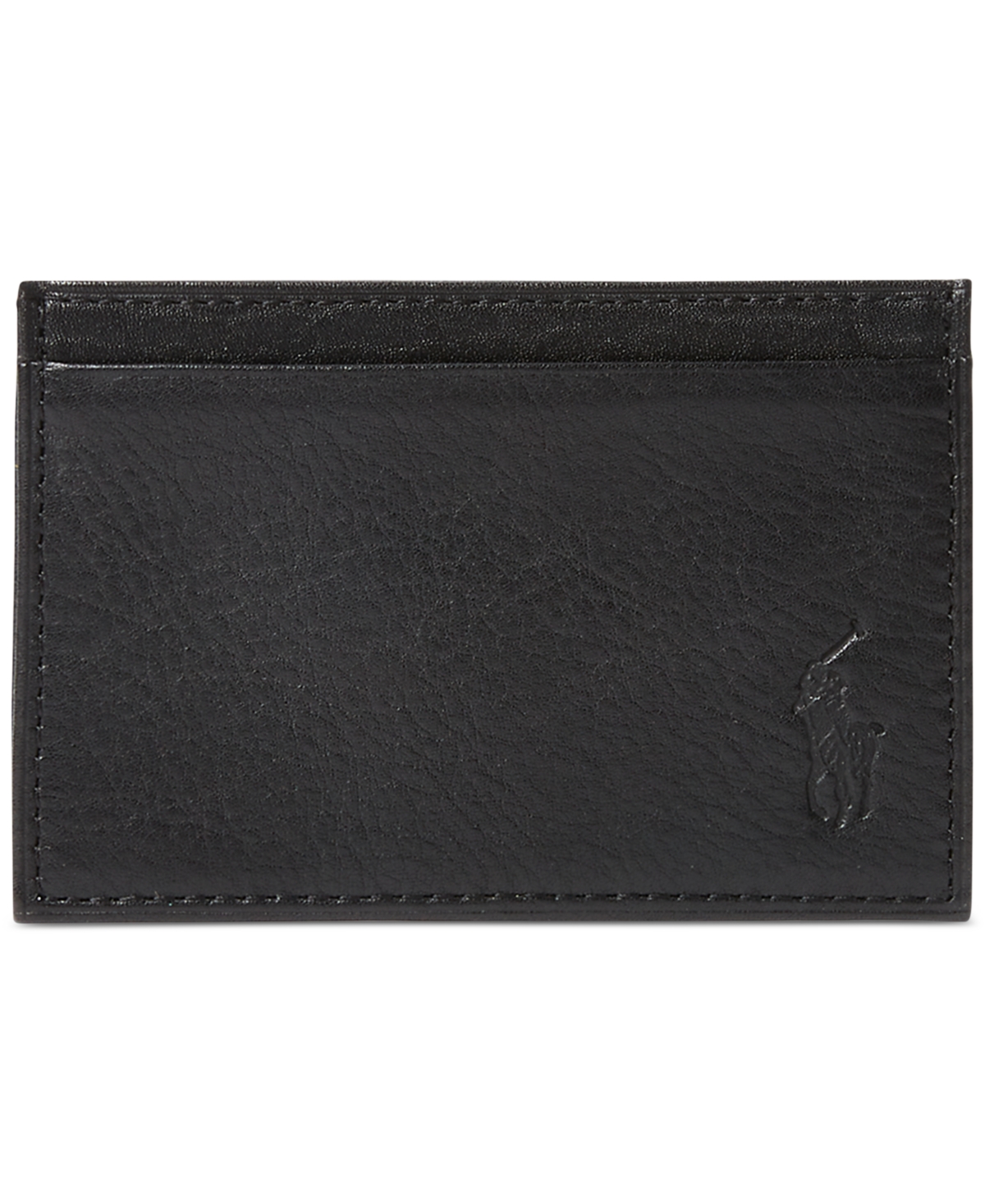 Polo Ralph Lauren Men's Pebbled Leather Card Case In Black
