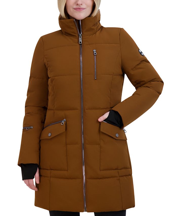 Nautica Women's Faux Fur Trim Hooded Puffer Coat Red Size Large