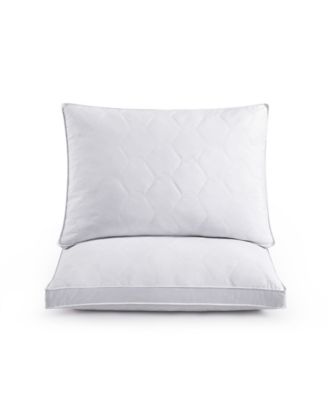 Unikome Diamond Quilted Down Feather With Gusseted Edge 2 Pack Pillows In White