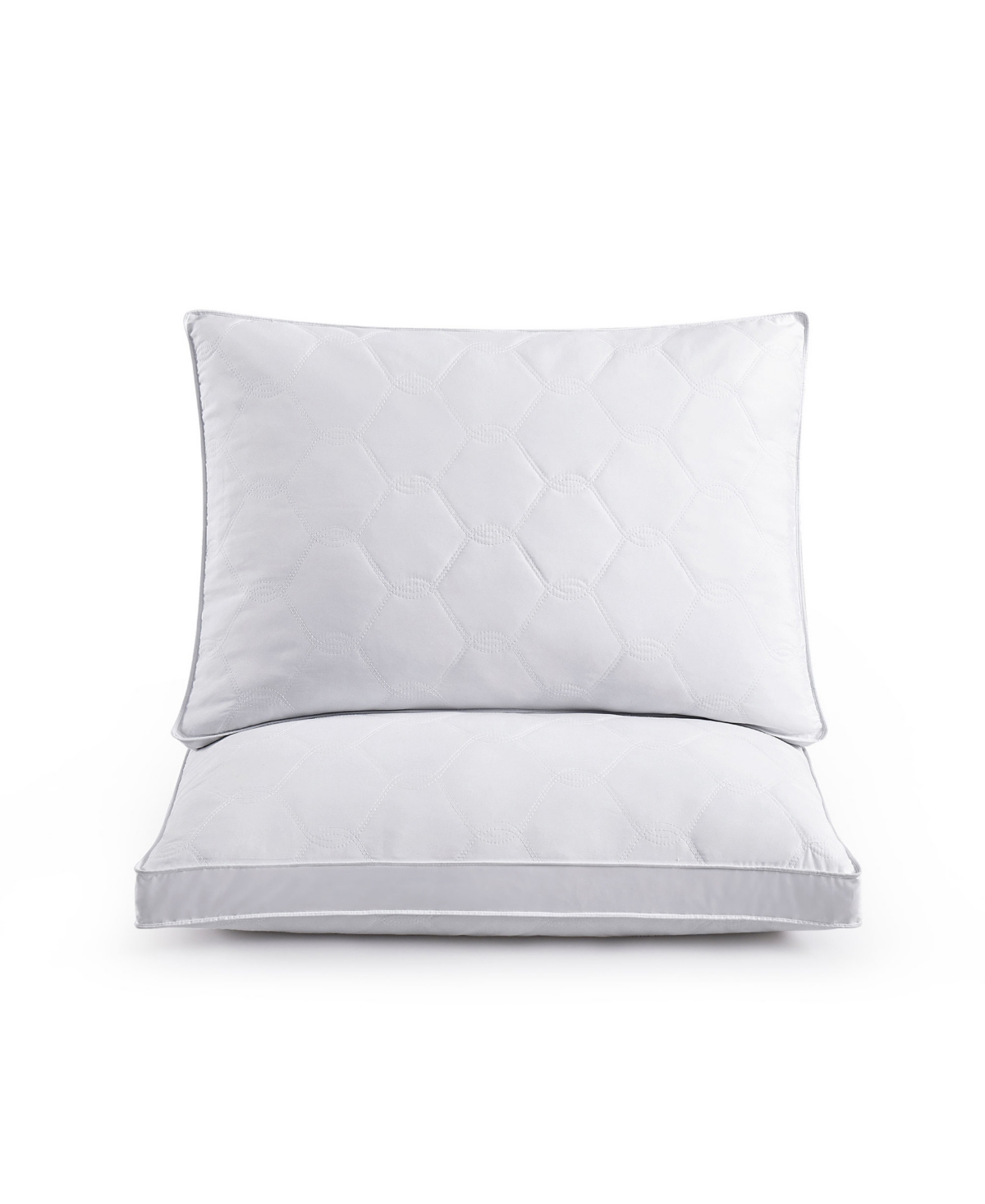 Unikome Diamond Quilted Down And Feather With Gusseted Edge 2-pack Pillows, Standard/queen In White