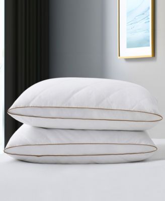 Unikome 2 Pack 100 Classic Diamond Grid Medium Support Down Feather Gusseted Bed Pillows Collection In White