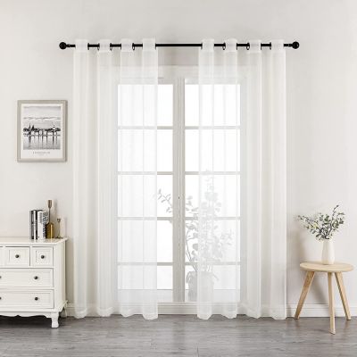 Montauk Accents 2 Piece Grommet Top Summery Sheer Voile Window Curtain Panels For Extra Long and Taller Windows
