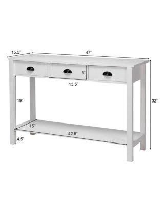 47" Console Table Hall Table Side Desk Accent Table Drawers Shelf Entryway