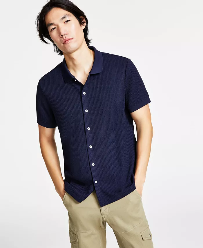 Men's Pointelle Short-Sleeve Knit Shirt