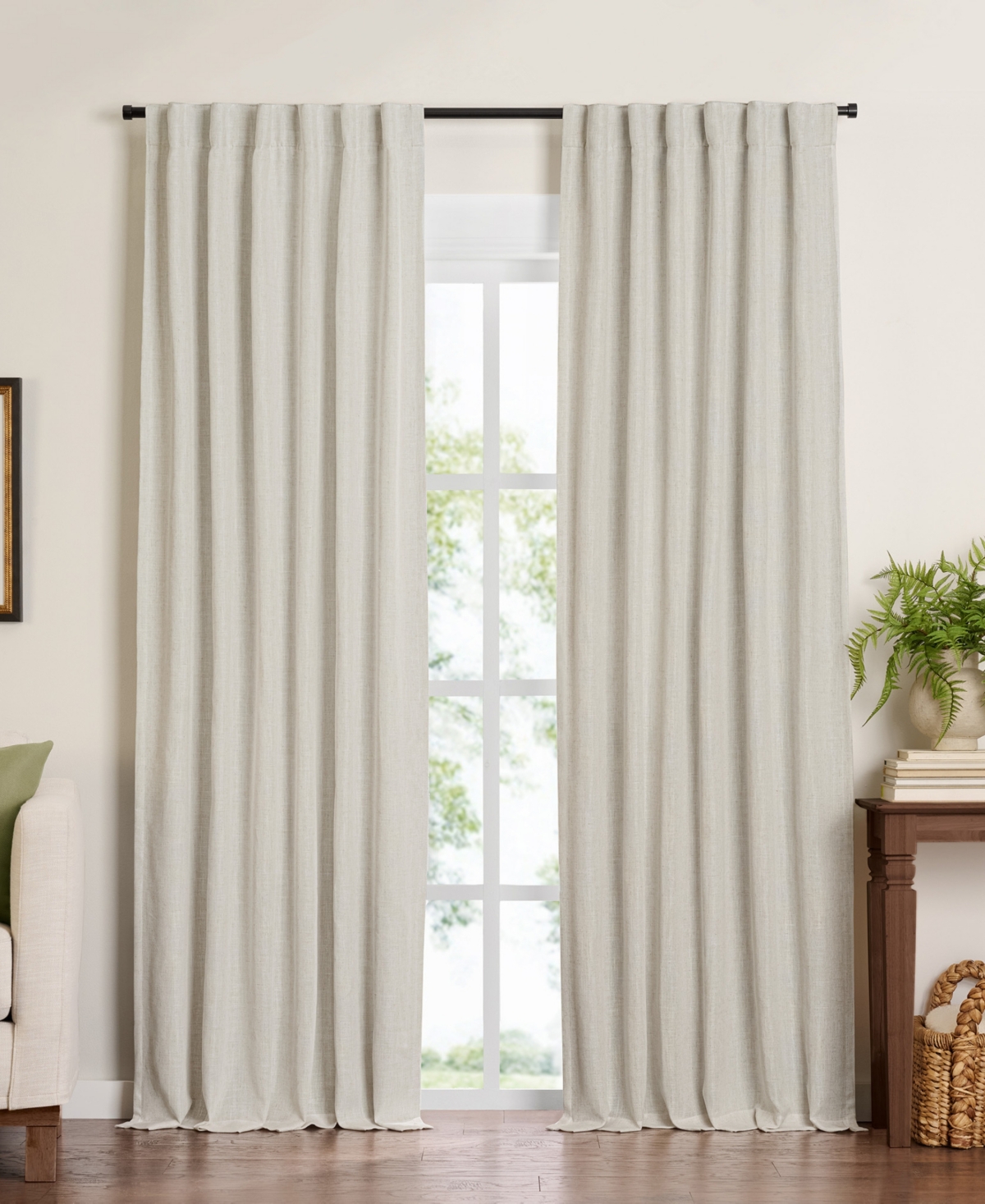 Elrene Harrow Solid Texture Blackout 1 Piece Curtain Panel, 52" X 84" In Natural