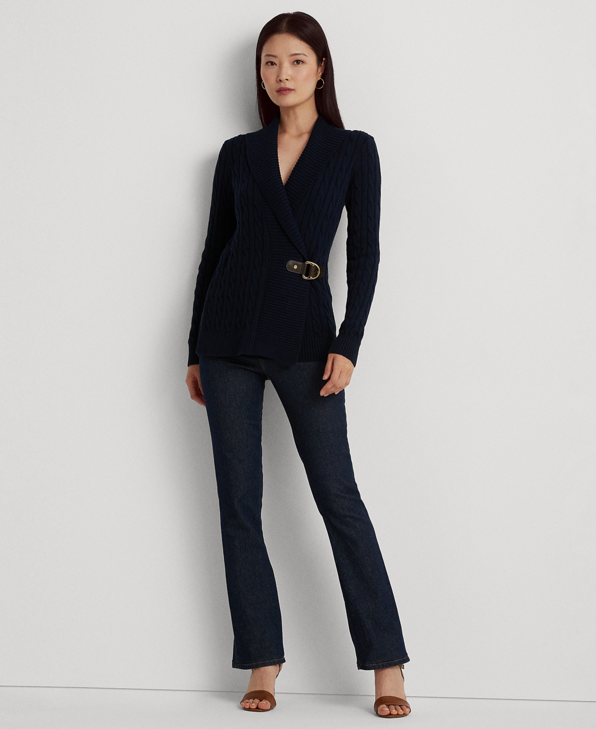 Ralph Lauren Women's Buckled Cotton Sweater In Blue