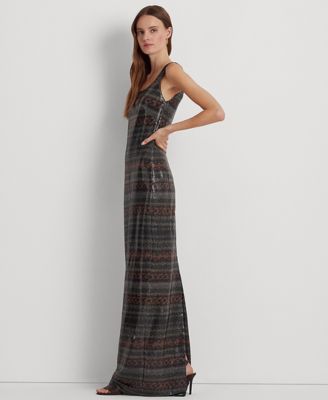 Lauren Ralph Lauren - Women's Fair Isle Sequined Sleeveless Gown