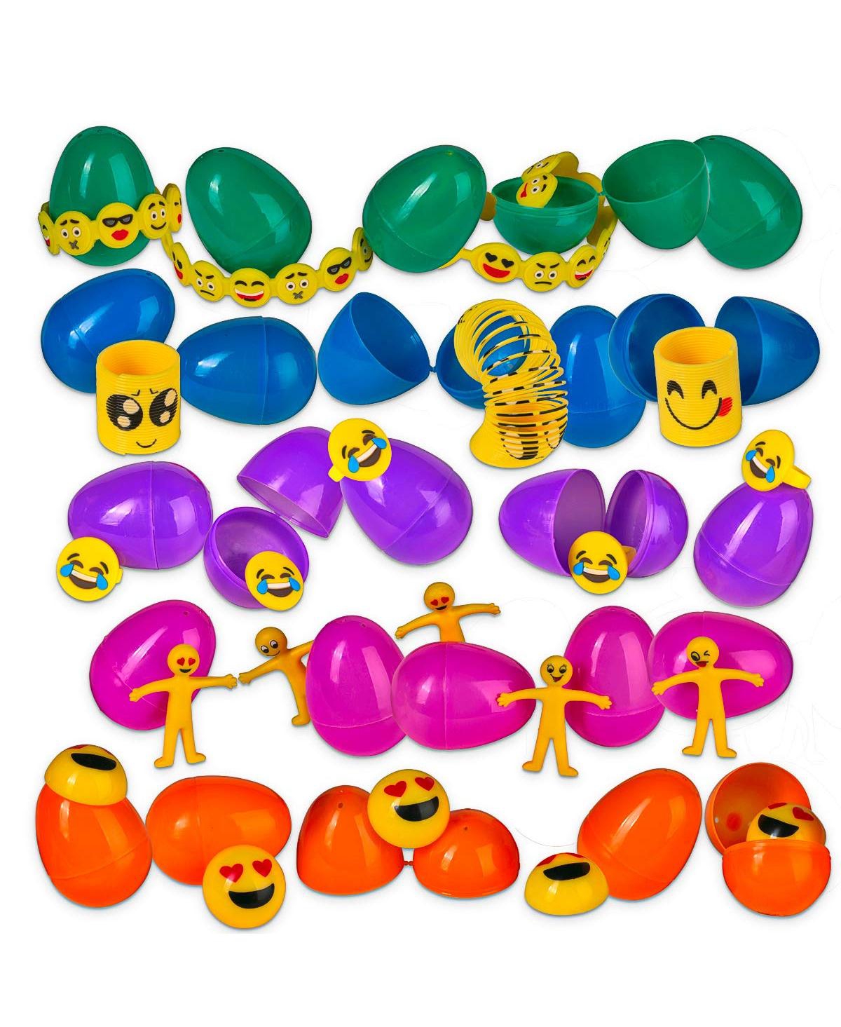 Neliblu Emoji Toy Filled Favor Eggs - 30 Bright and Colorful 2.5" Surprise Eggs with Emoji Halloween Toys - Multicolor