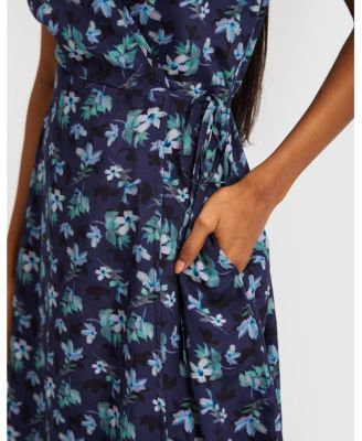 Women's Short Wrap Dress Midnight Florals