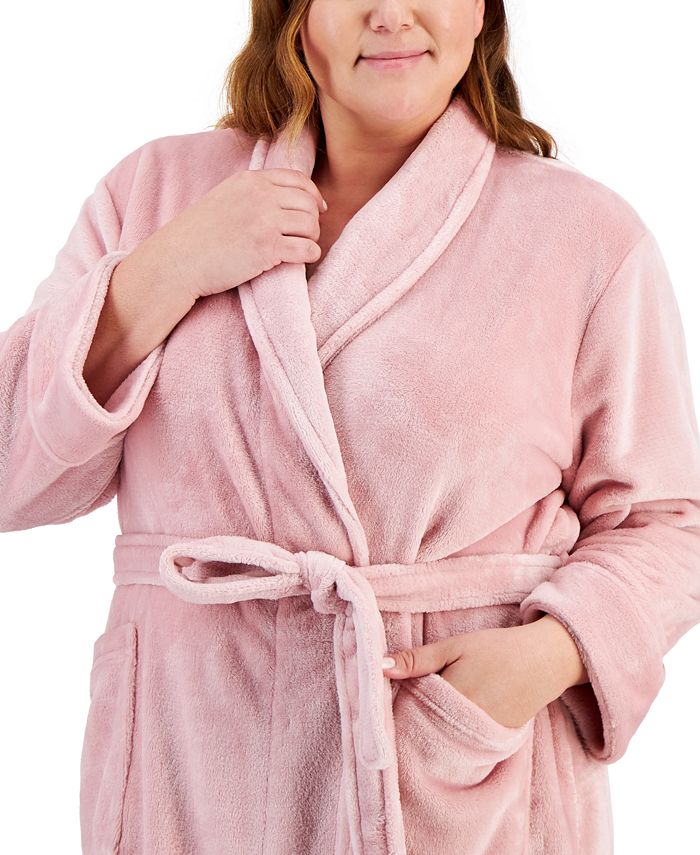 Charter Club Plus Size Plush Knit Shine Robe, Created for Macy's Macy's