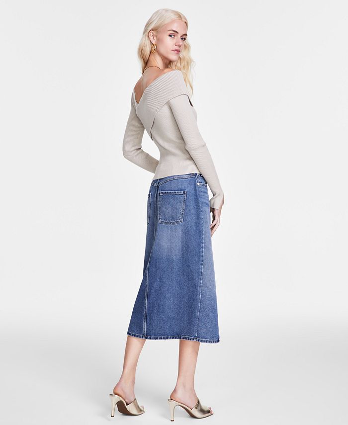 DKNY Jeans Women's AsymmetricalNeck Ribbed Sweater Macy's