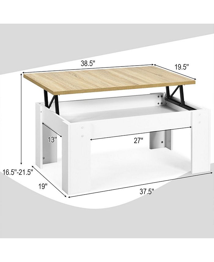 Costway Lift Top Coffee Table PopUP Cocktail Table w/Hidden