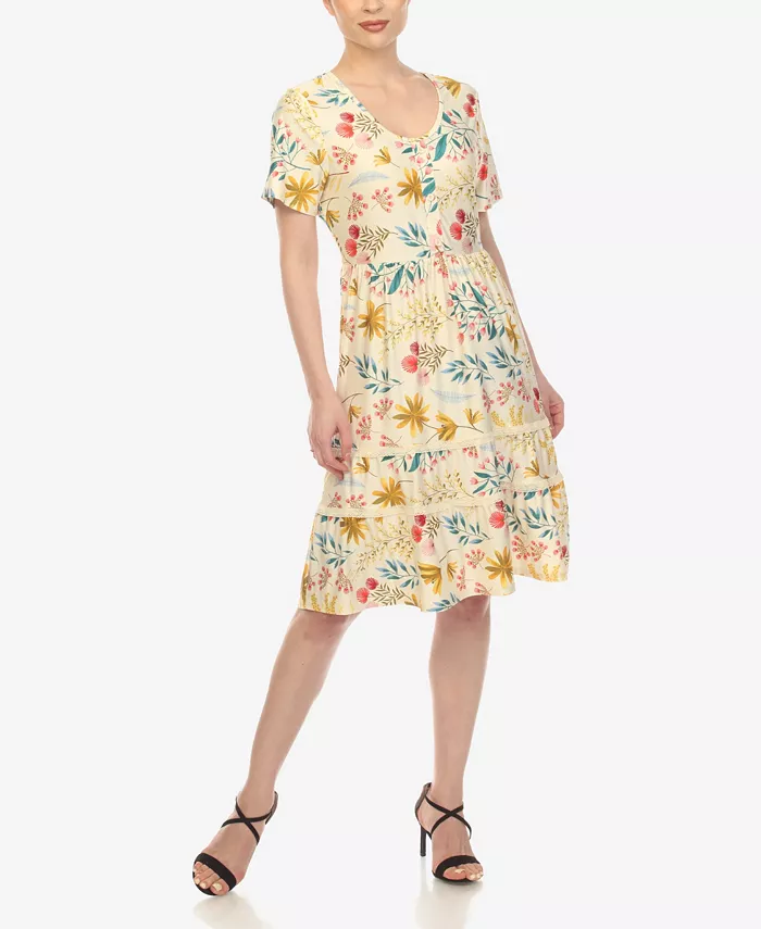 Women's Floral Short Sleeve Knee Length Dress