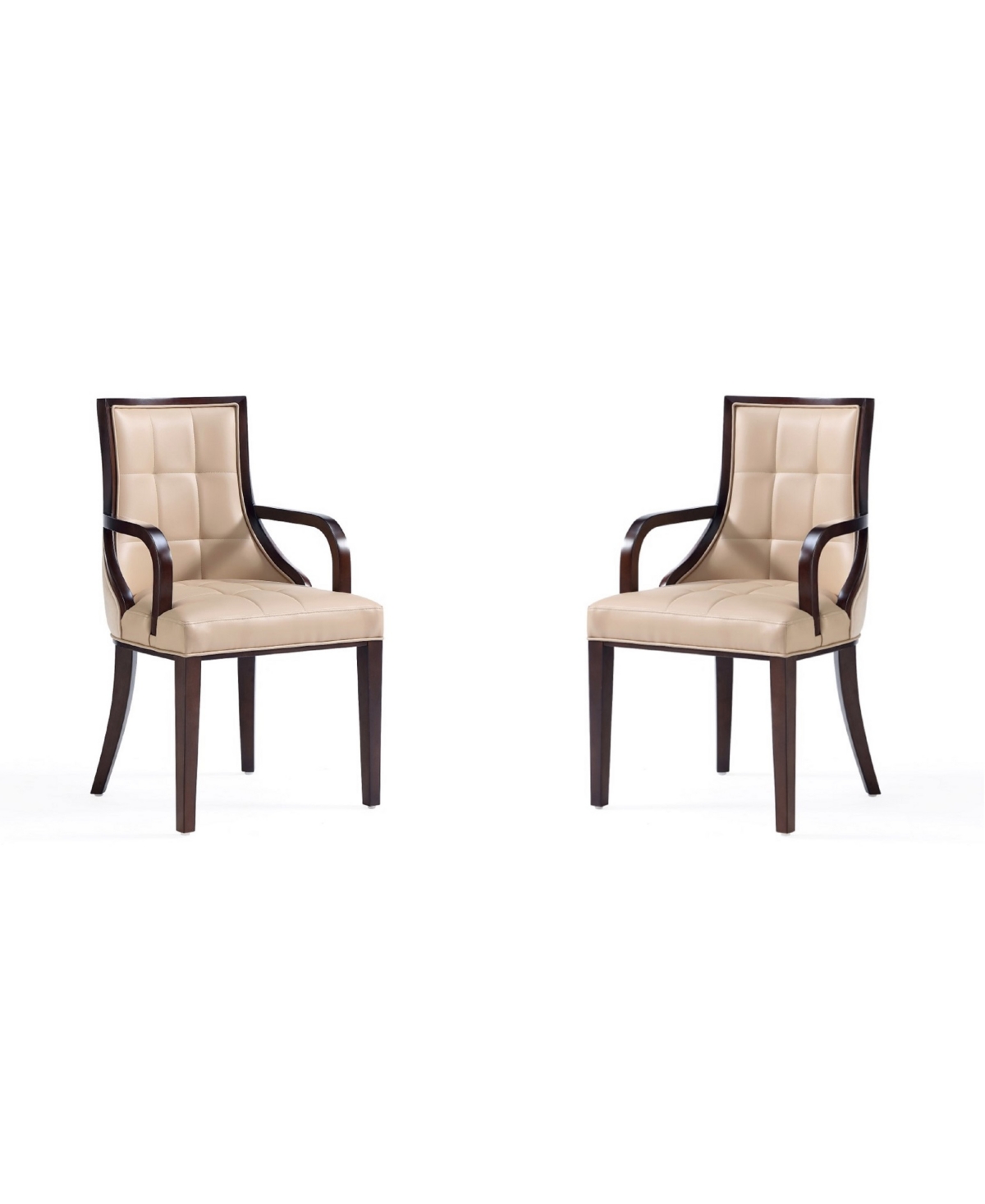 Manhattan Comfort Fifth Avenue 2-piece Beech Wood Faux Leather Upholstered Dining Armchair In Tan