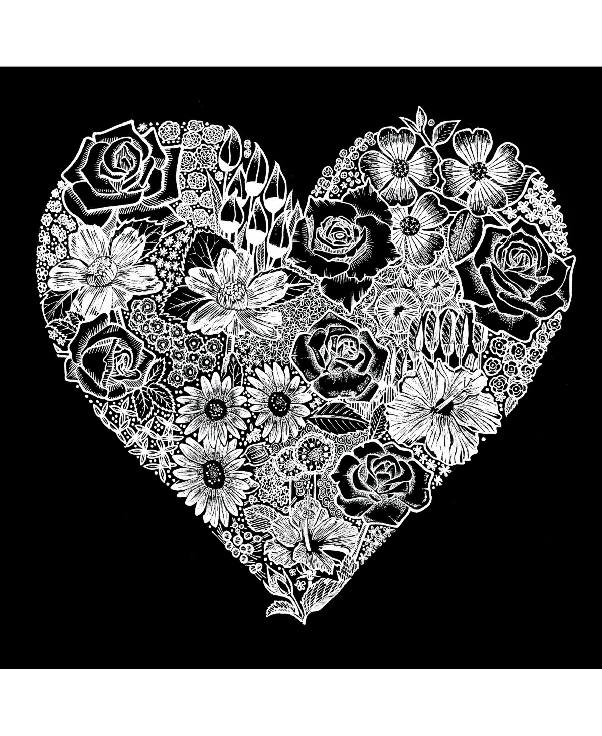 La Pop Art Girls Word Art Hooded Sweatshirt - Heart Flowers