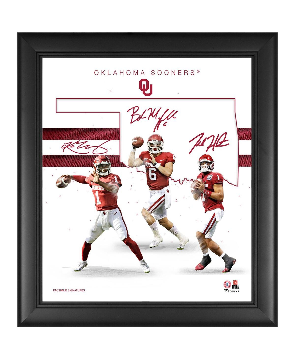 Fanatics Oklahoma Sooners Framed 15" X 17" Quarterbacks Franchise Foundations Collage In White,red