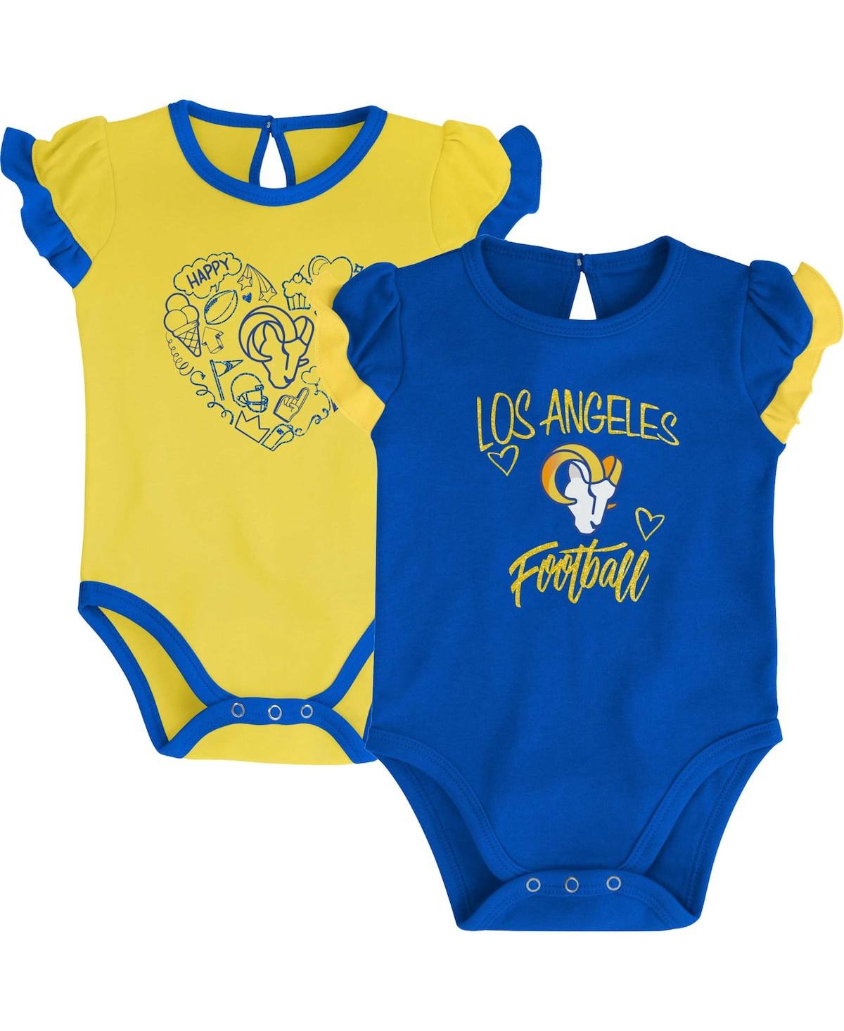 Shop Outerstuff Newborn And Infant Boys And Girls Royal, Gold Los Angeles Rams Too Much Love Two-piece Bodysuit Set In Royal,gold