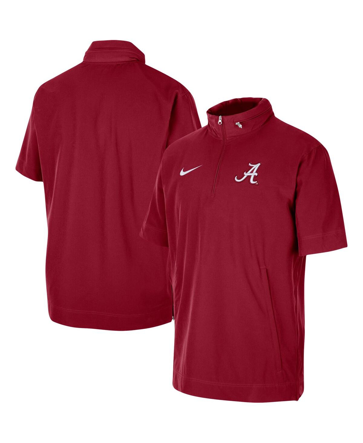 Shop Nike Men's  Crimson Alabama Crimson Tide Coaches Half-zip Short Sleeve Jacket