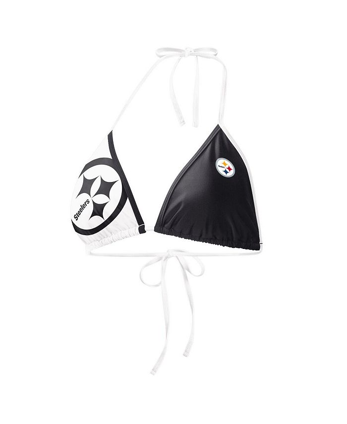 G Iii 4her By Carl Banks Womens Black White Pittsburgh Steelers Play Action Bikini Top Macys 