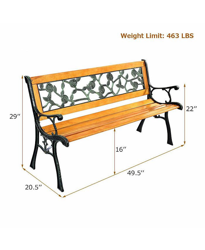 Costway Patio Park Garden Bench Porch Chair Outdoor Deck Cast Iron