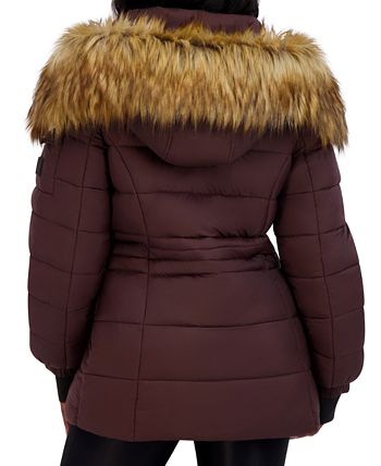 Steve madden faux hot sale fur hooded puffer jacket