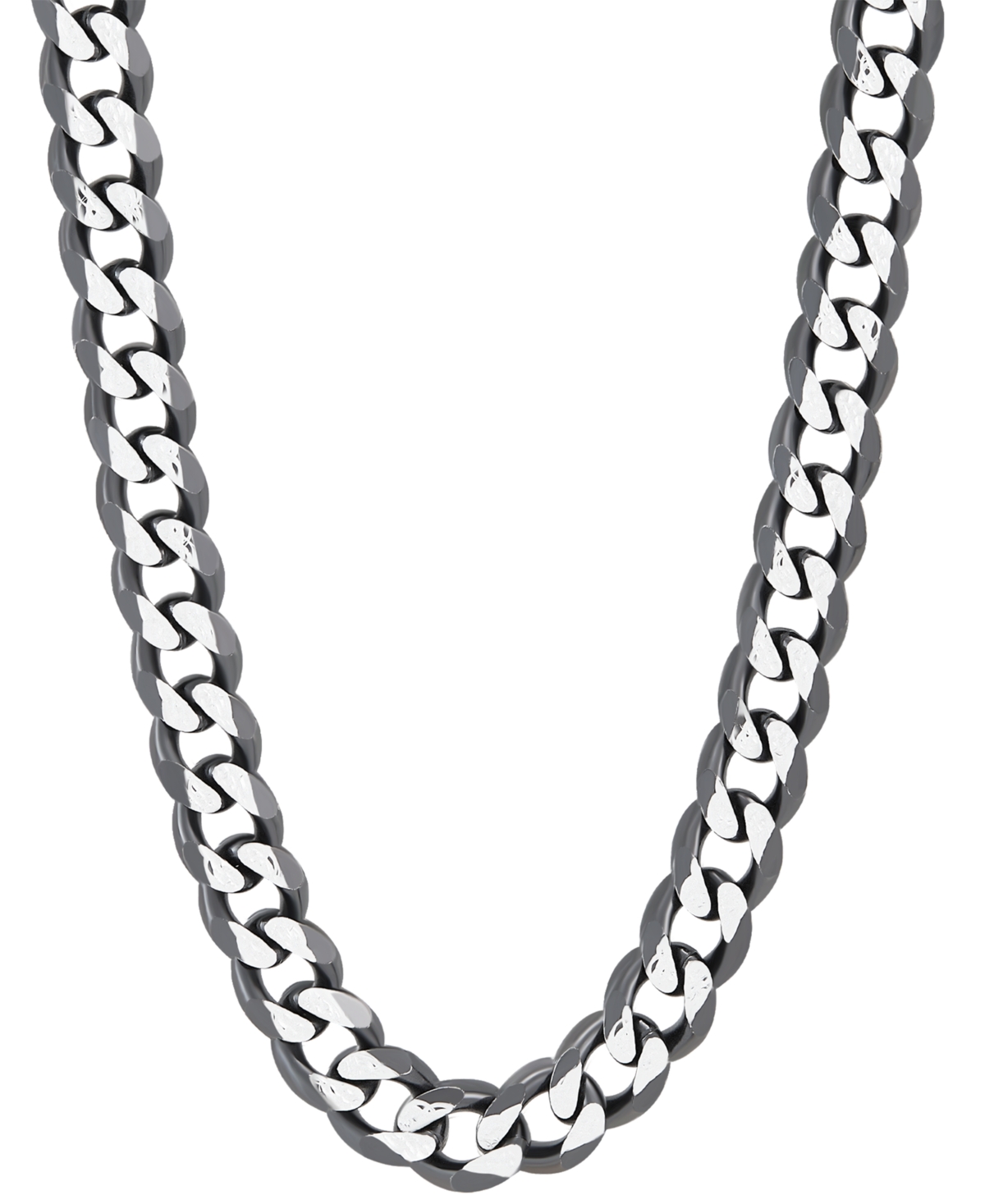 Men's Curb Link 22" Chain Necklace (8mm) in Sterling Silver & Black Ruthenium-Plate - Silver