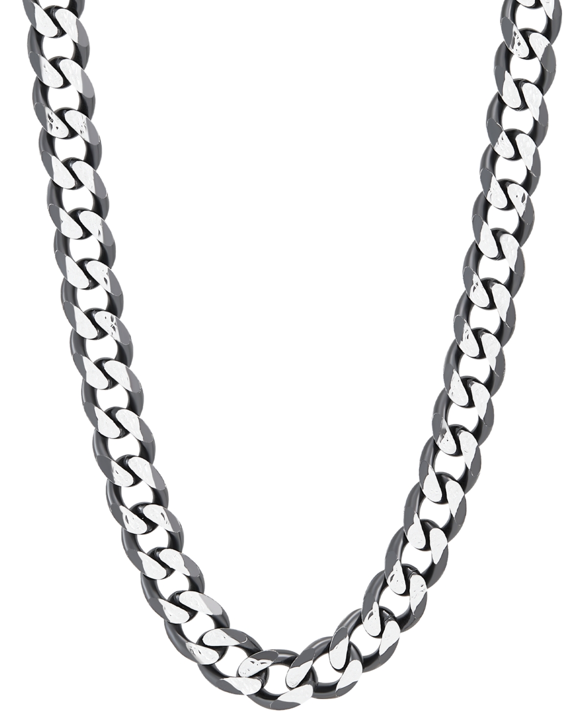 Men's Curb Link 22" Chain Necklace (6-1/4mm) in Sterling Silver & Black Ruthenium-Plate - Silver
