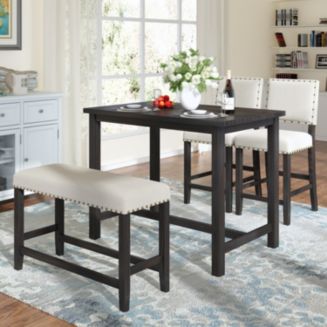 Simplie Fun 4 Piece Rustic Wooden Counter Height Dining Table Set with ...