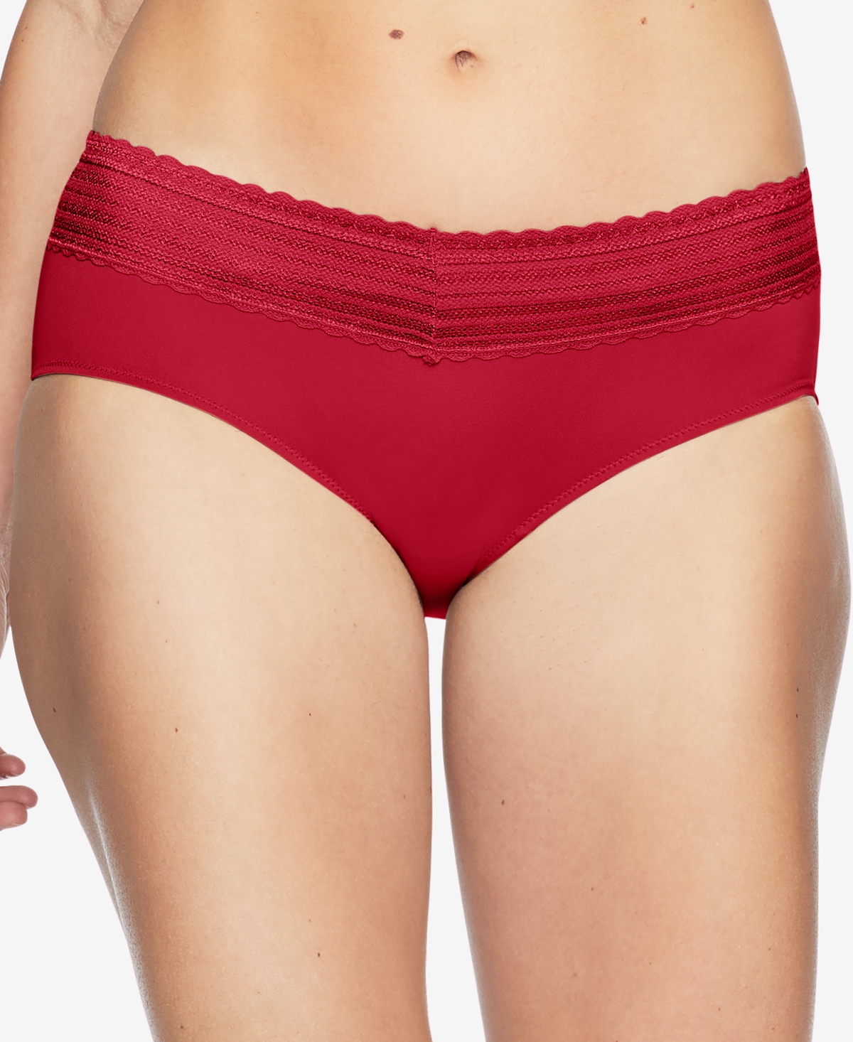 Warners No Pinching, No Problems Dig-Free Comfort Waist with Lace Microfiber Hipster 5609J - Blue Coral
