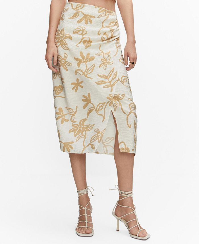 Mango floral midi skirt sales