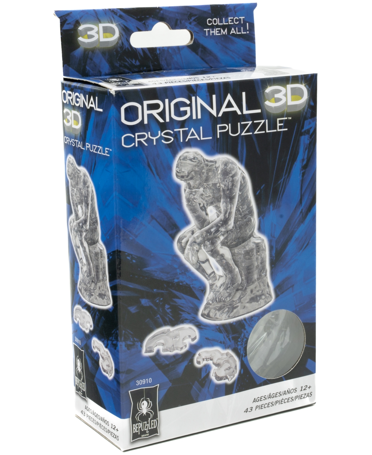 University Games Bepuzzled 3d Crystal Puzzle The Thinker Clear, 43 Pieces In No Color
