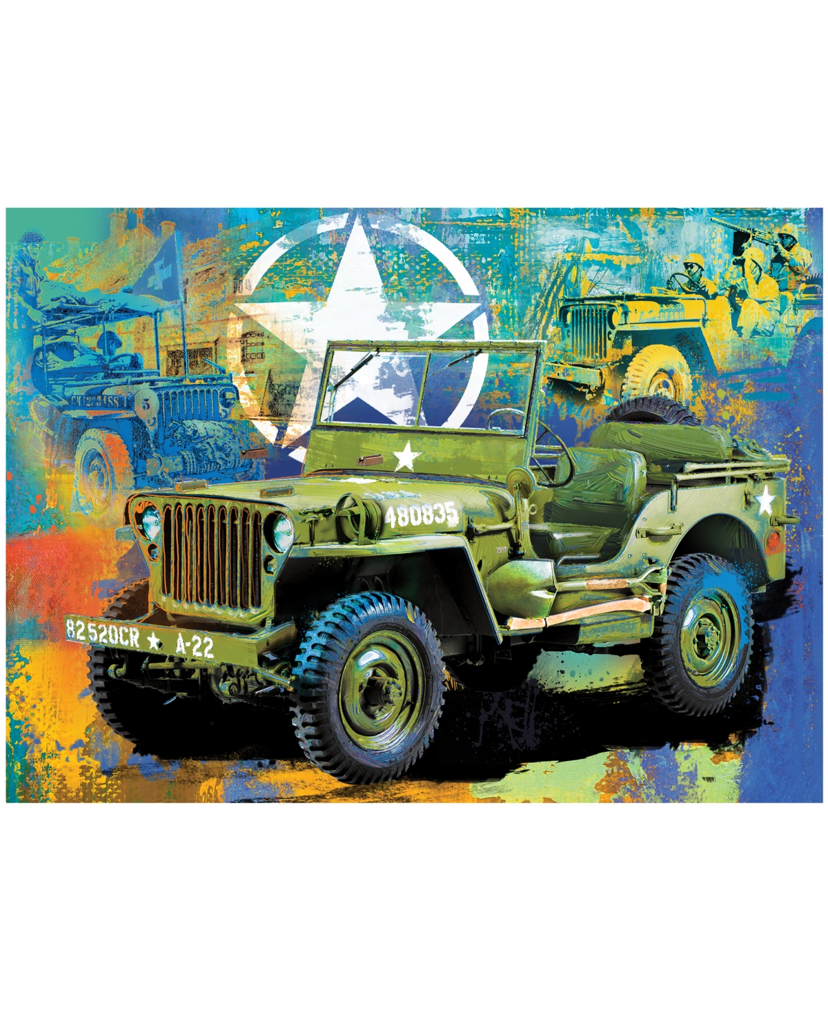 University Games Kids' Eurographics Incorporated The Jeep Army Truck Collectible Shaped Tin Puzzle, 550 Pieces In No Color