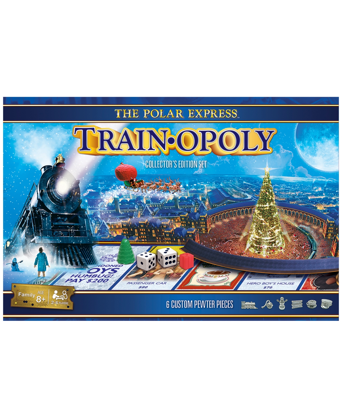 UNIVERSITY GAMES MASTERPIECES PUZZLES THE POLAR EXPRESS TRAIN-OPOLY COLLECTOR'S EDITION SET 